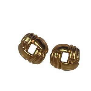 1980s Monet Gold Tone Knot Stud Earrings Women’s Designer Costume Jewelry